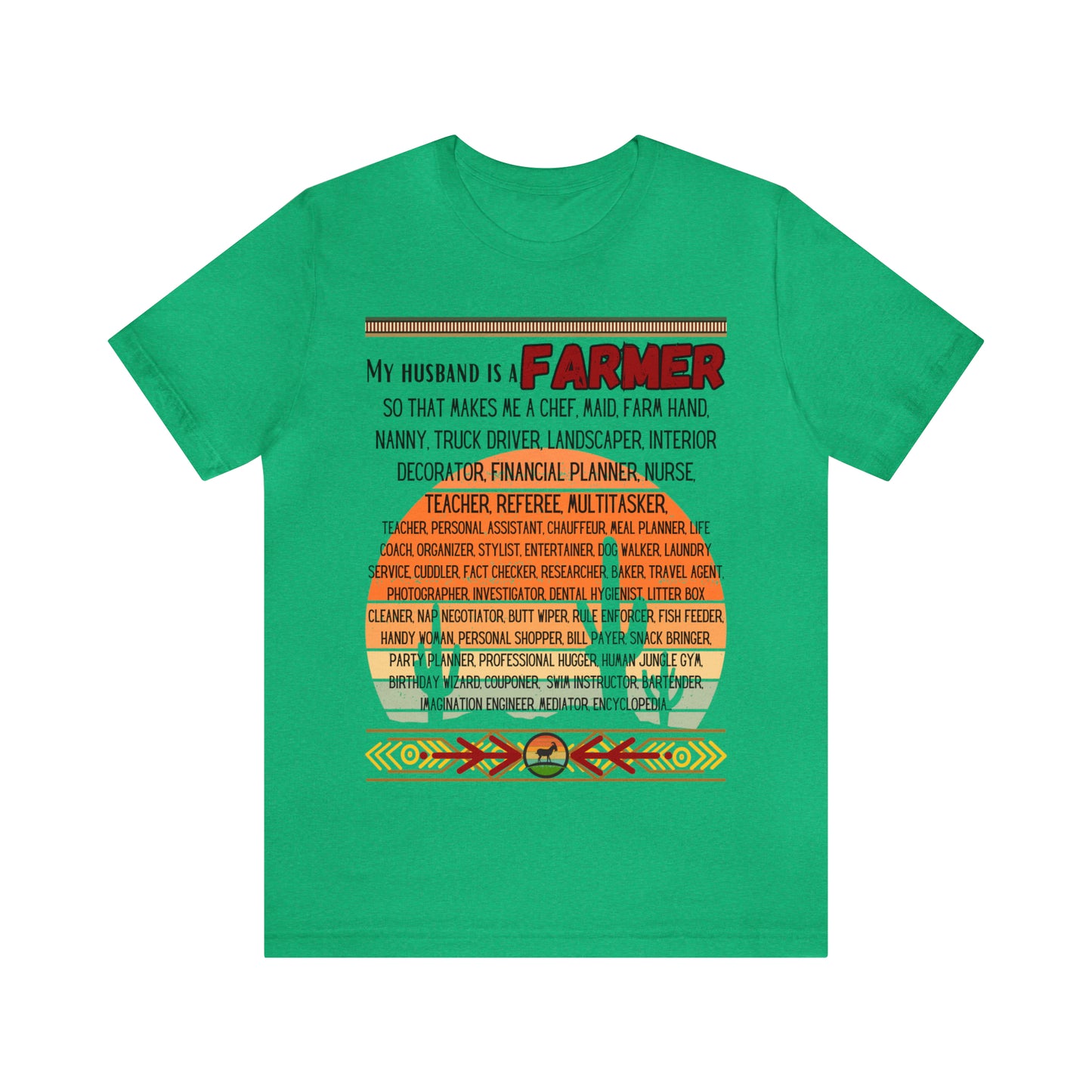 Farmer's Wife (Black Lettering) One Sided Unisex Jersey Short Sleeve Tee (Printed on Front)