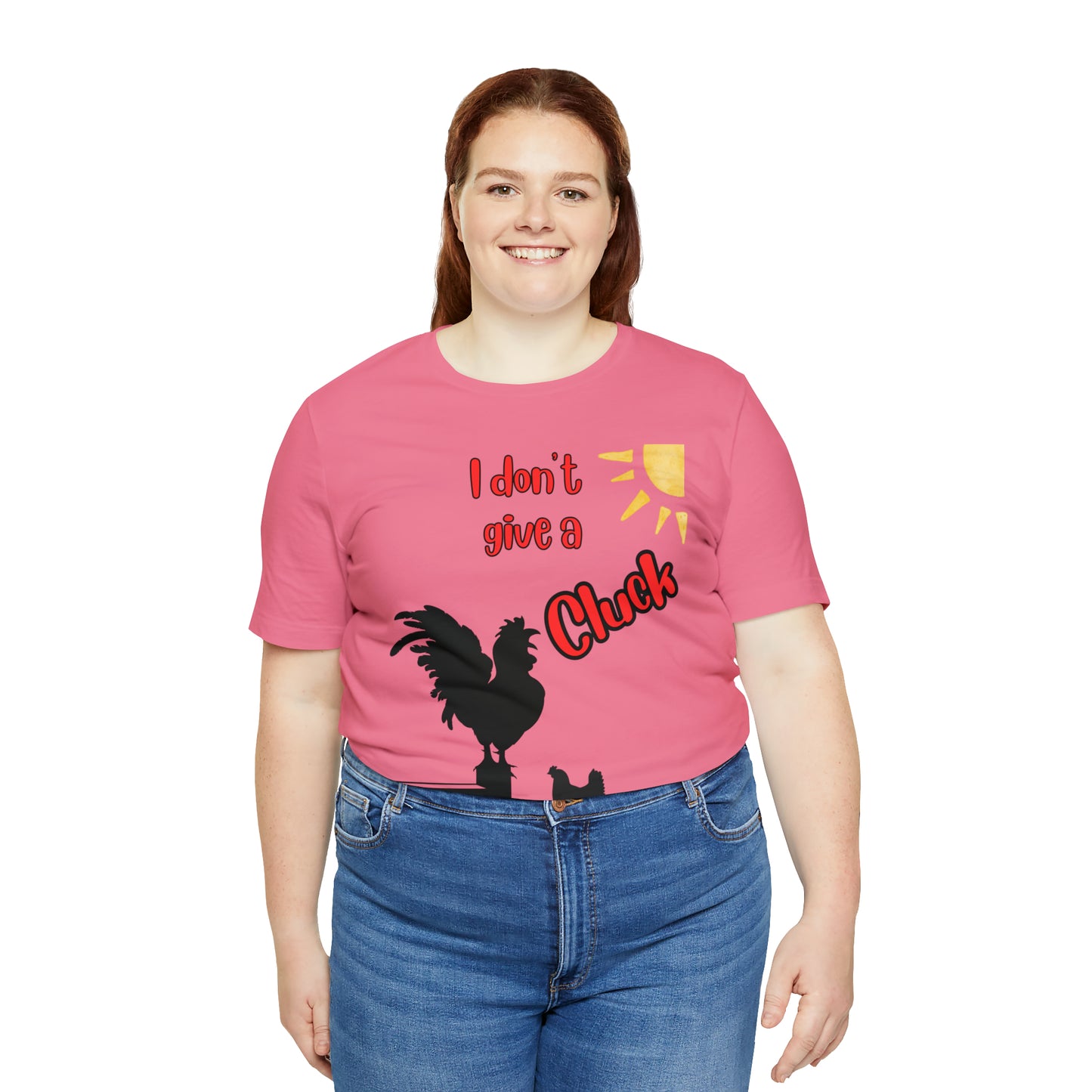 Funny Farming One Sided Unisex Jersey Short Sleeve Tee "I don't give a Cluck" Chicken (Printed on Front)