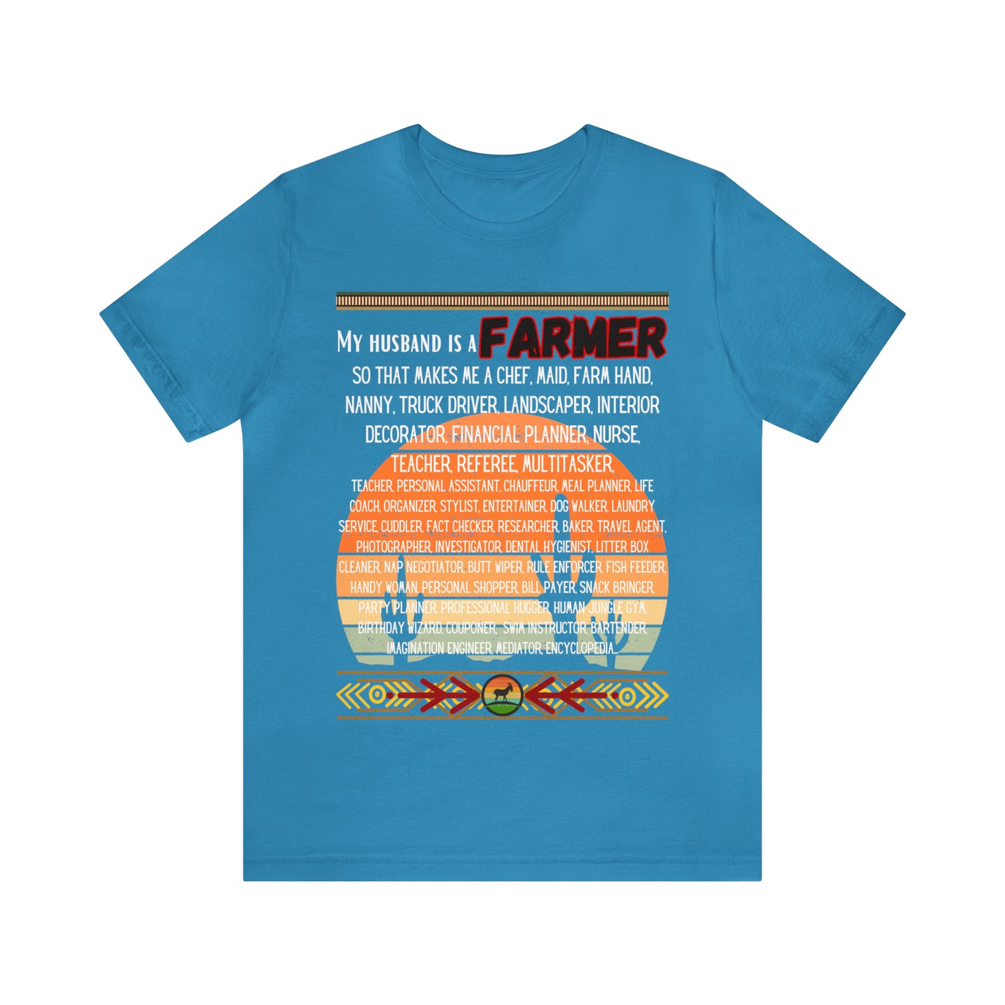 Farmer's Wife (Black Lettering) One Sided Unisex Jersey Short Sleeve Tee (Printed on Front)