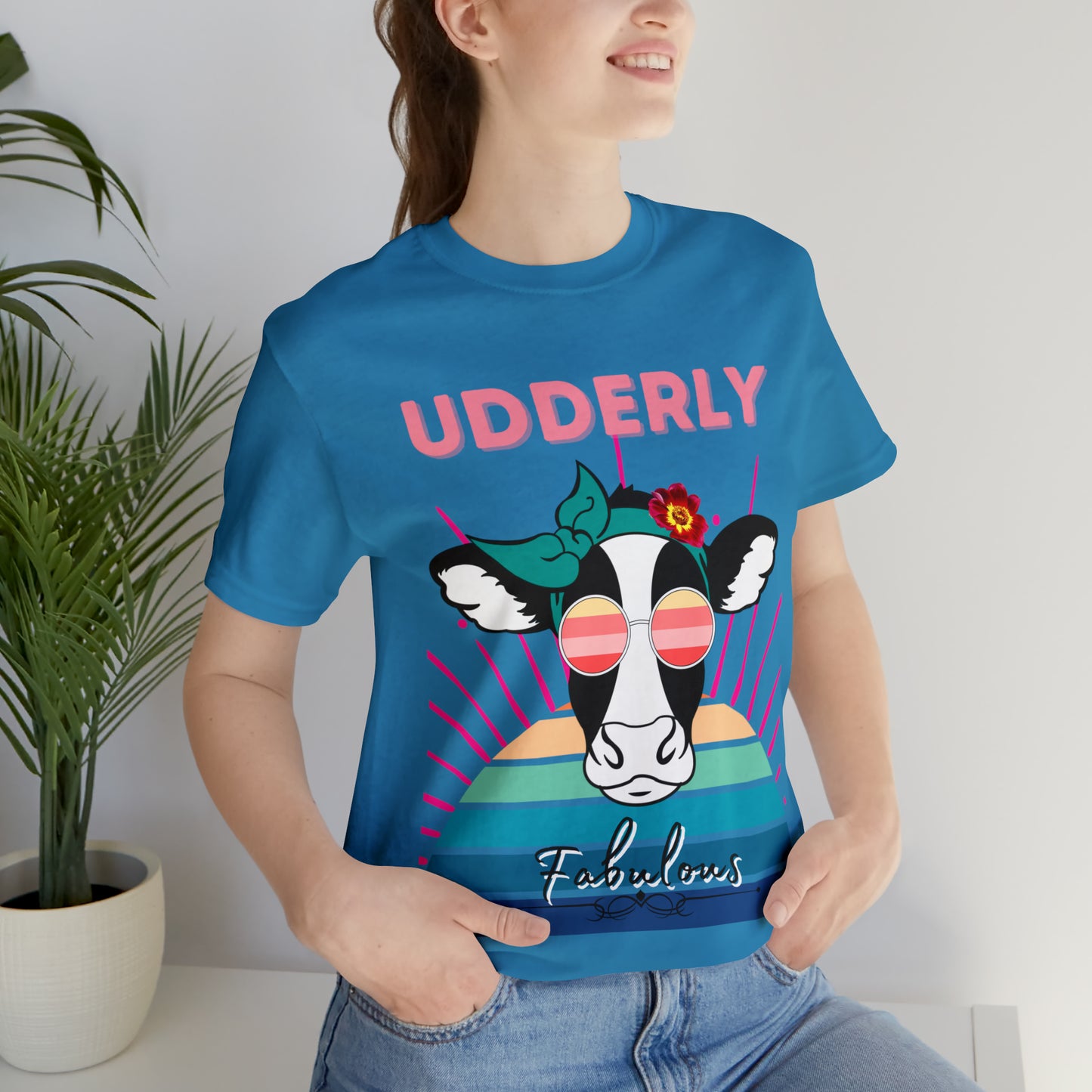 Udderly Fabulous Cow One Sided Unisex Jersey Short Sleeve Tee (Printed on front)