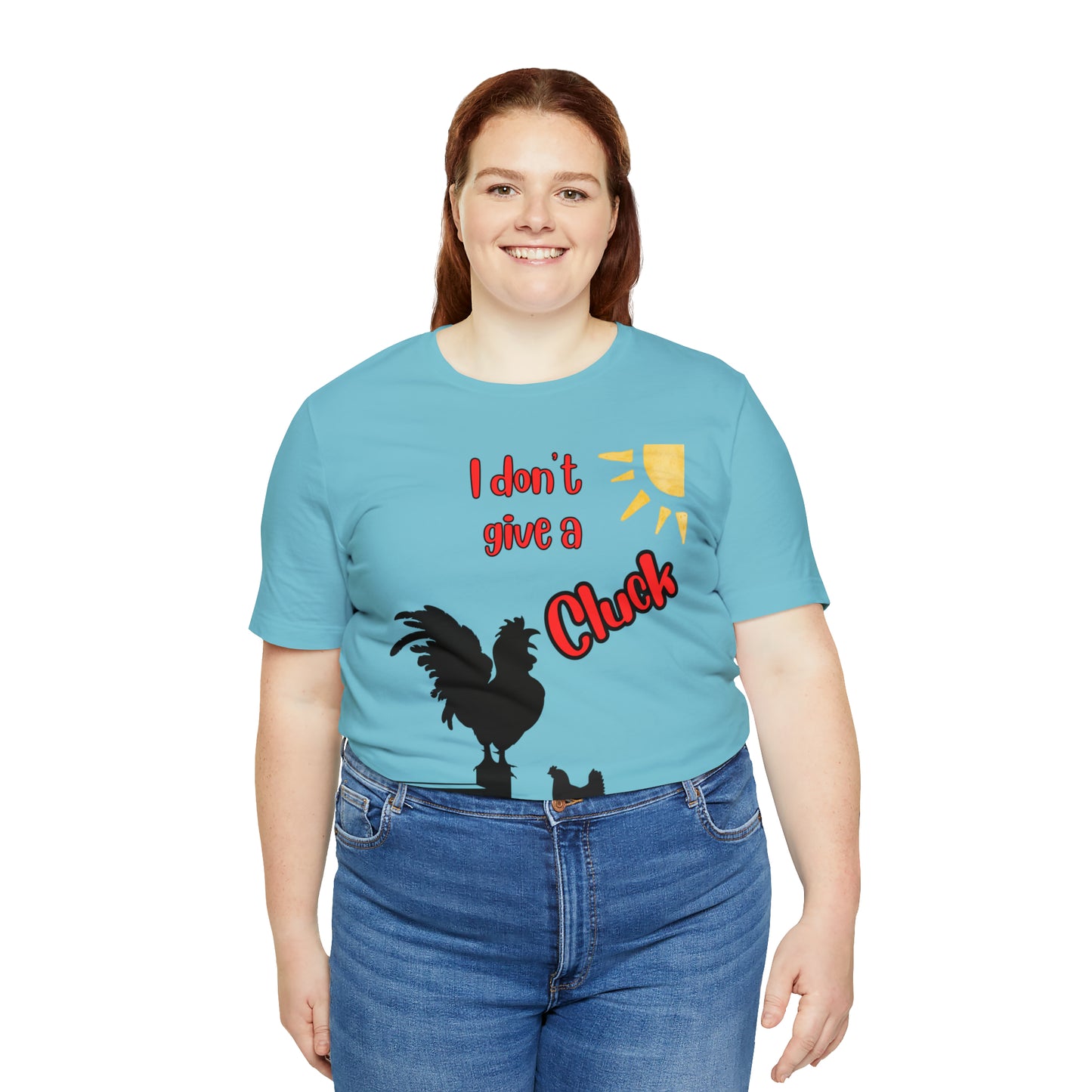 Funny Farming One Sided Unisex Jersey Short Sleeve Tee "I don't give a Cluck" Chicken (Printed on Front)