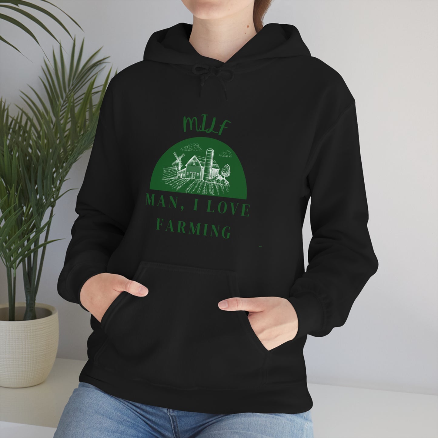 MILF Man, I Love Farming Unisex Heavy Blend™ Hooded Sweatshirt (Printed on front)