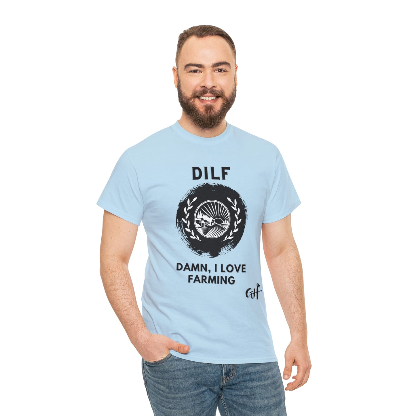 "DILF" One Sided Unisex Heavy Cotton Tee- Printed on Front