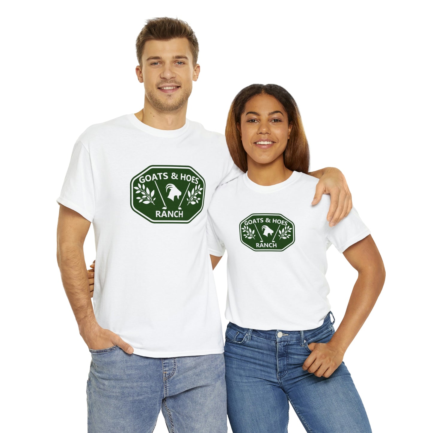 "Goats & Hoes Ranch" One Sided Unisex Heavy Cotton Tee - Printed on Front