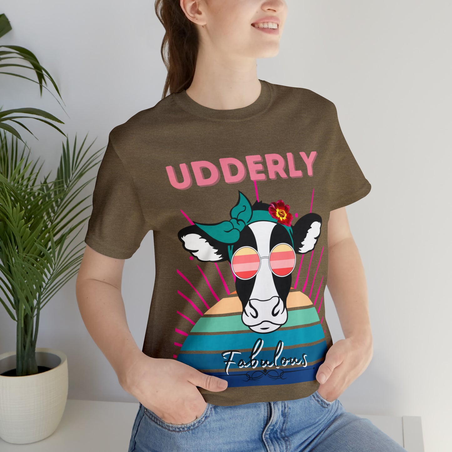 Udderly Fabulous Cow One Sided Unisex Jersey Short Sleeve Tee (Printed on front)