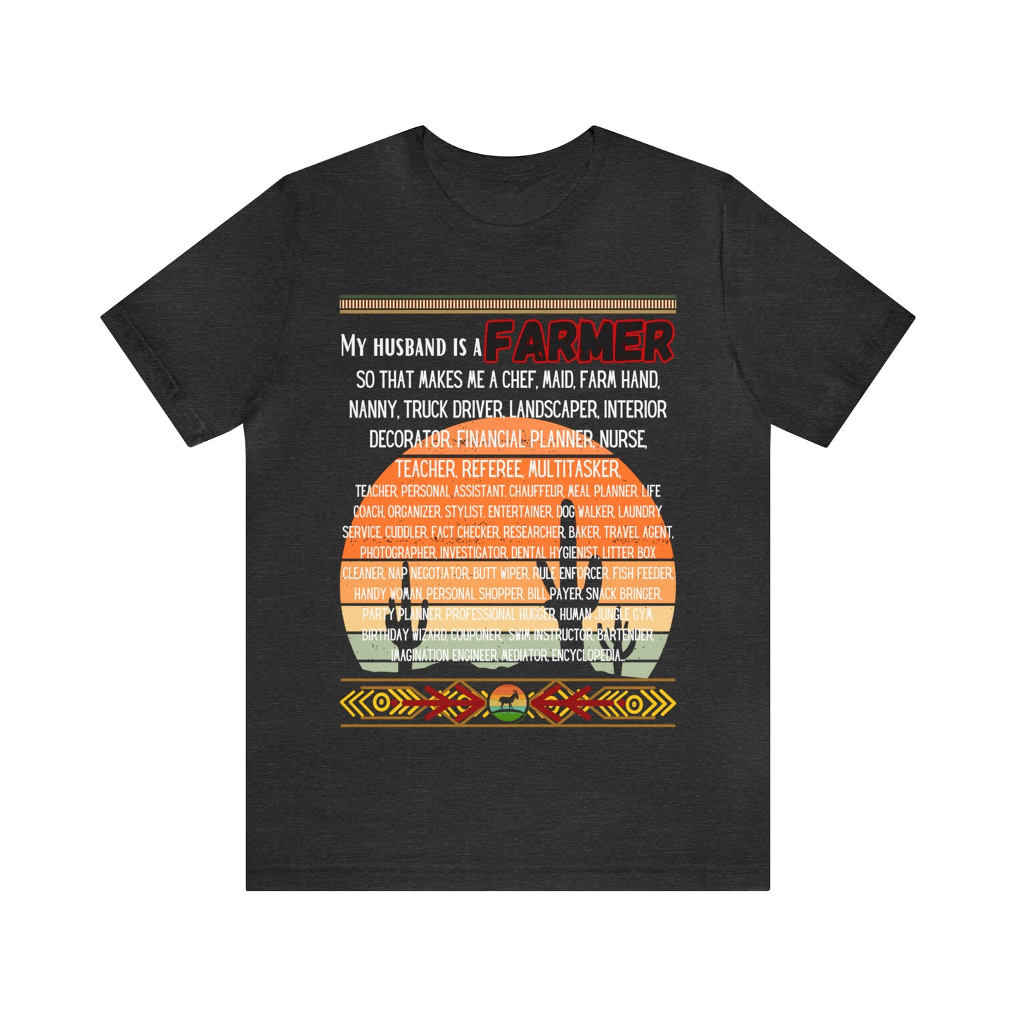 Farmer's Wife (Black Lettering) One Sided Unisex Jersey Short Sleeve Tee (Printed on Front)