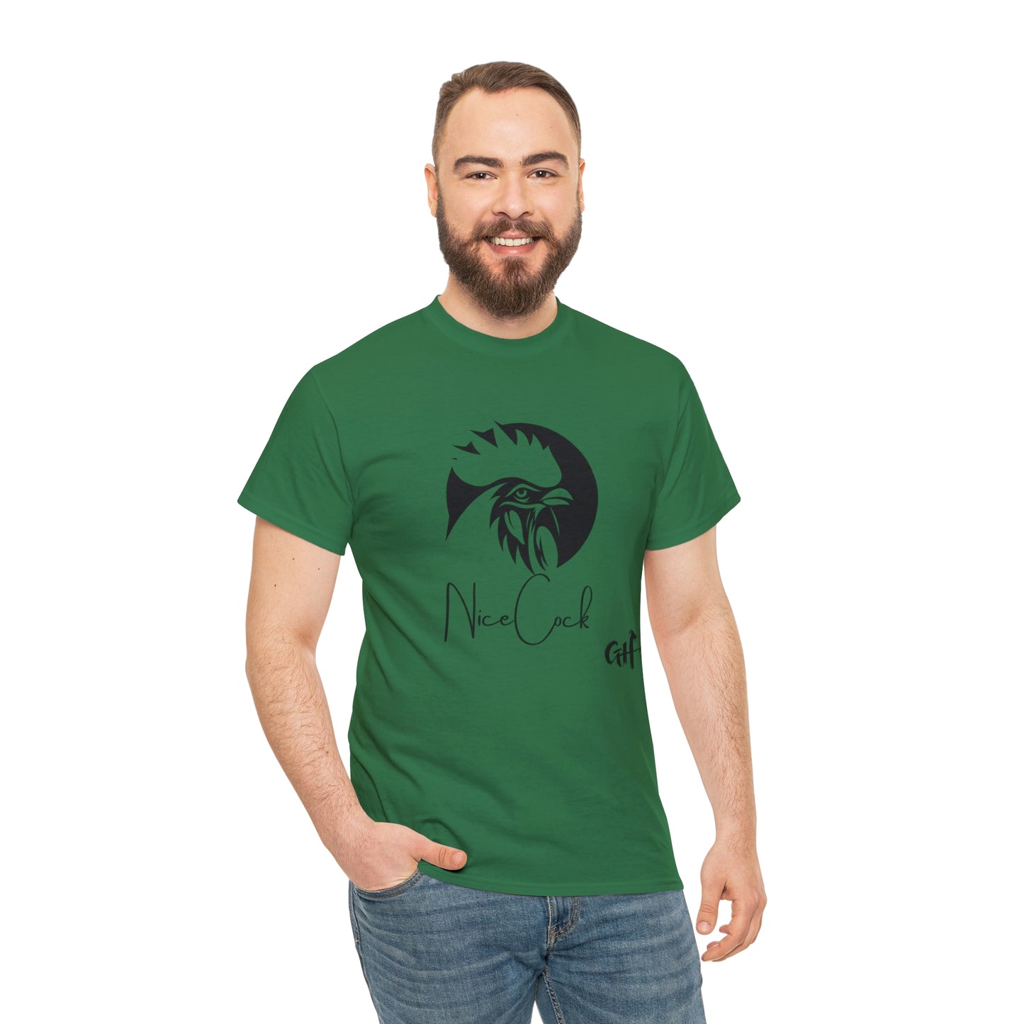 "Nice Cock" Rooster One Sided Unisex Heavy Cotton Tee - Printed on Front