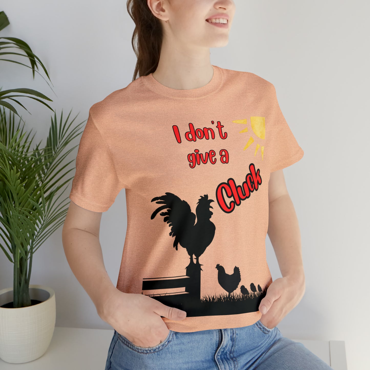 Funny Farming One Sided Unisex Jersey Short Sleeve Tee "I don't give a Cluck" Chicken (Printed on Front)