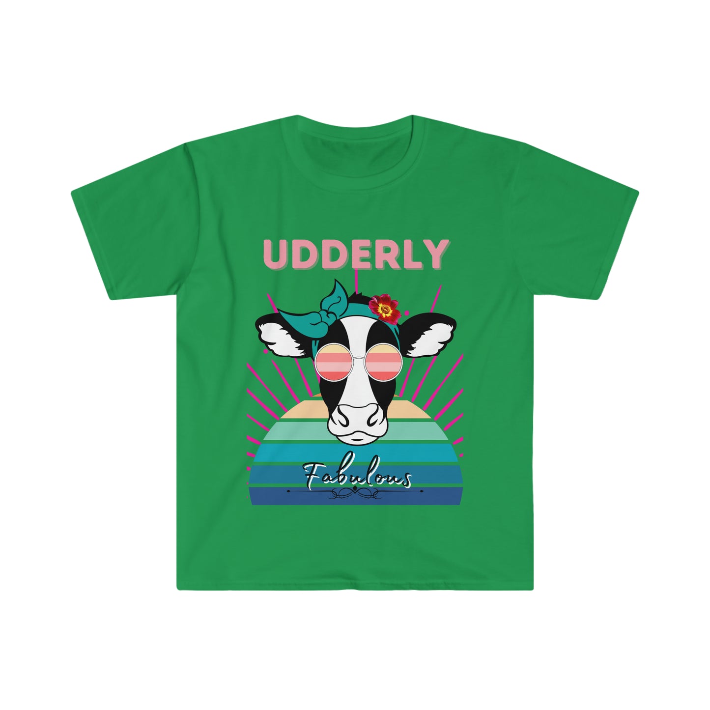 Udderly Fabulous Cow One Sided Unisex Softstyle T-Shirt (Printed on Front)