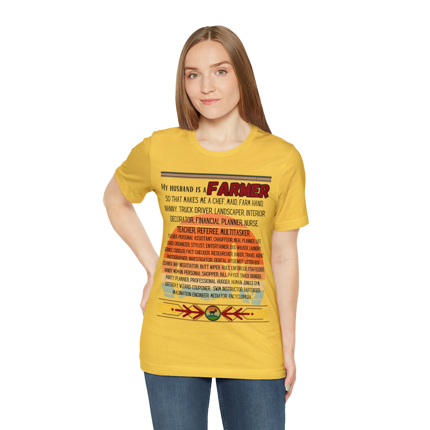 Farmer's Wife (Black Lettering) One Sided Unisex Jersey Short Sleeve Tee (Printed on Front)