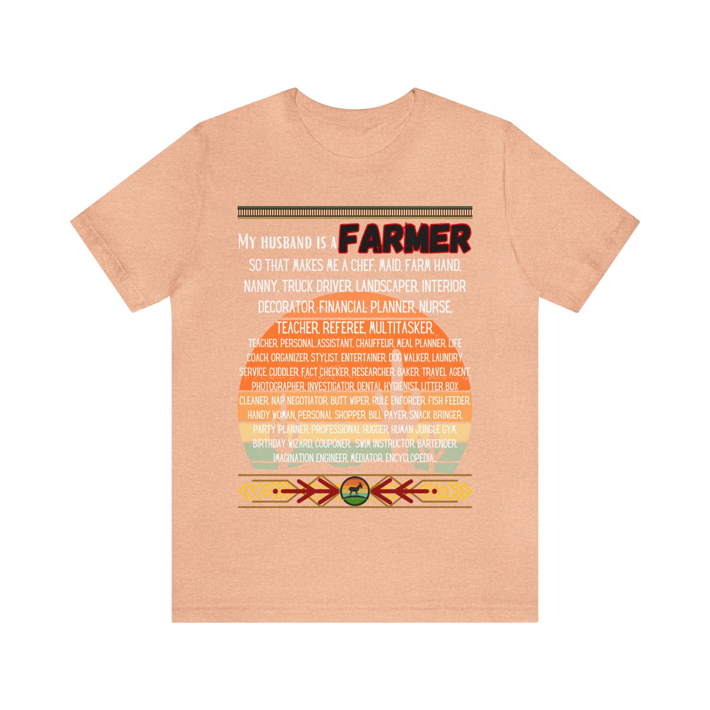 Farmer's Wife (Black Lettering) One Sided Unisex Jersey Short Sleeve Tee (Printed on Front)