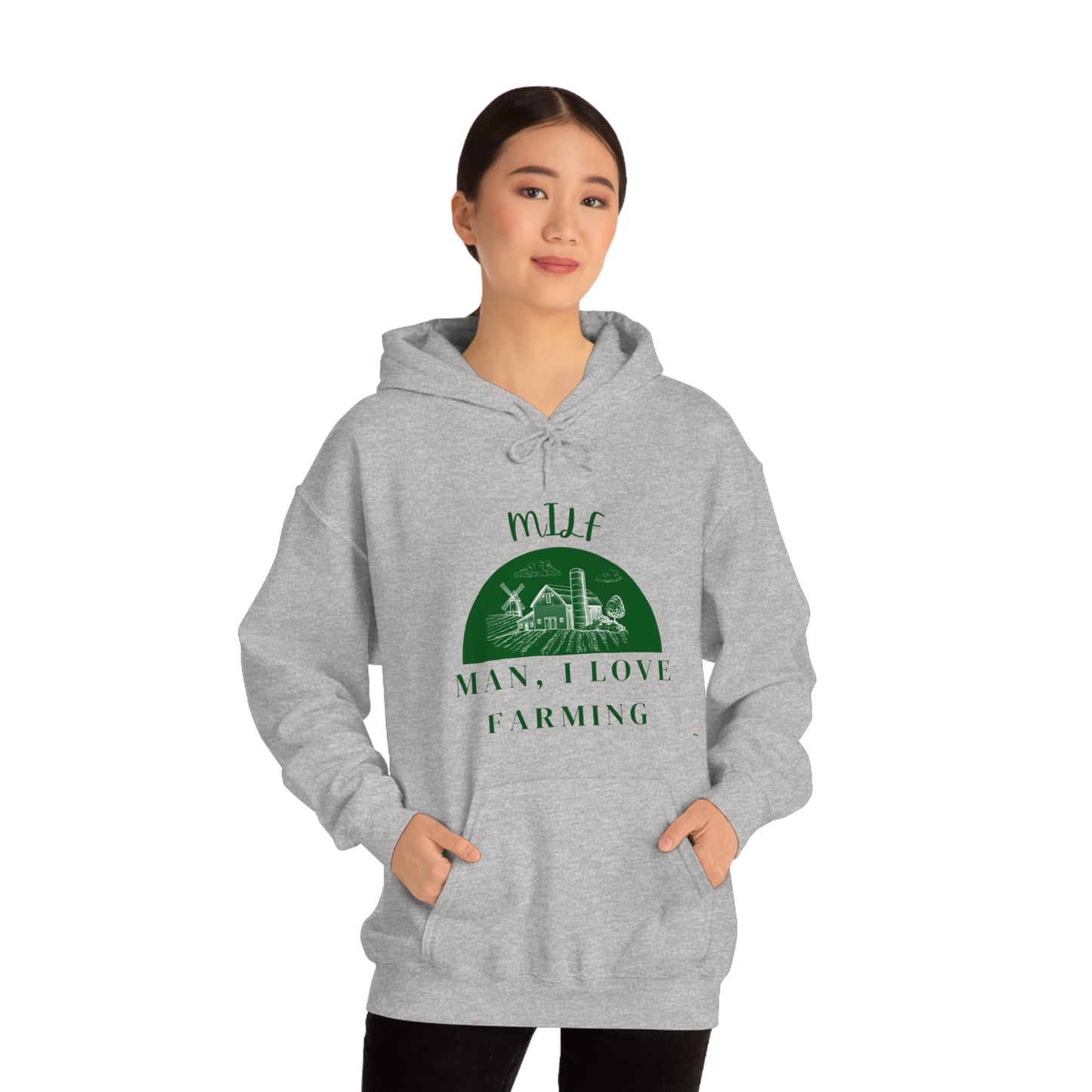 MILF Man, I Love Farming Unisex Heavy Blend™ Hooded Sweatshirt (Printed on front)