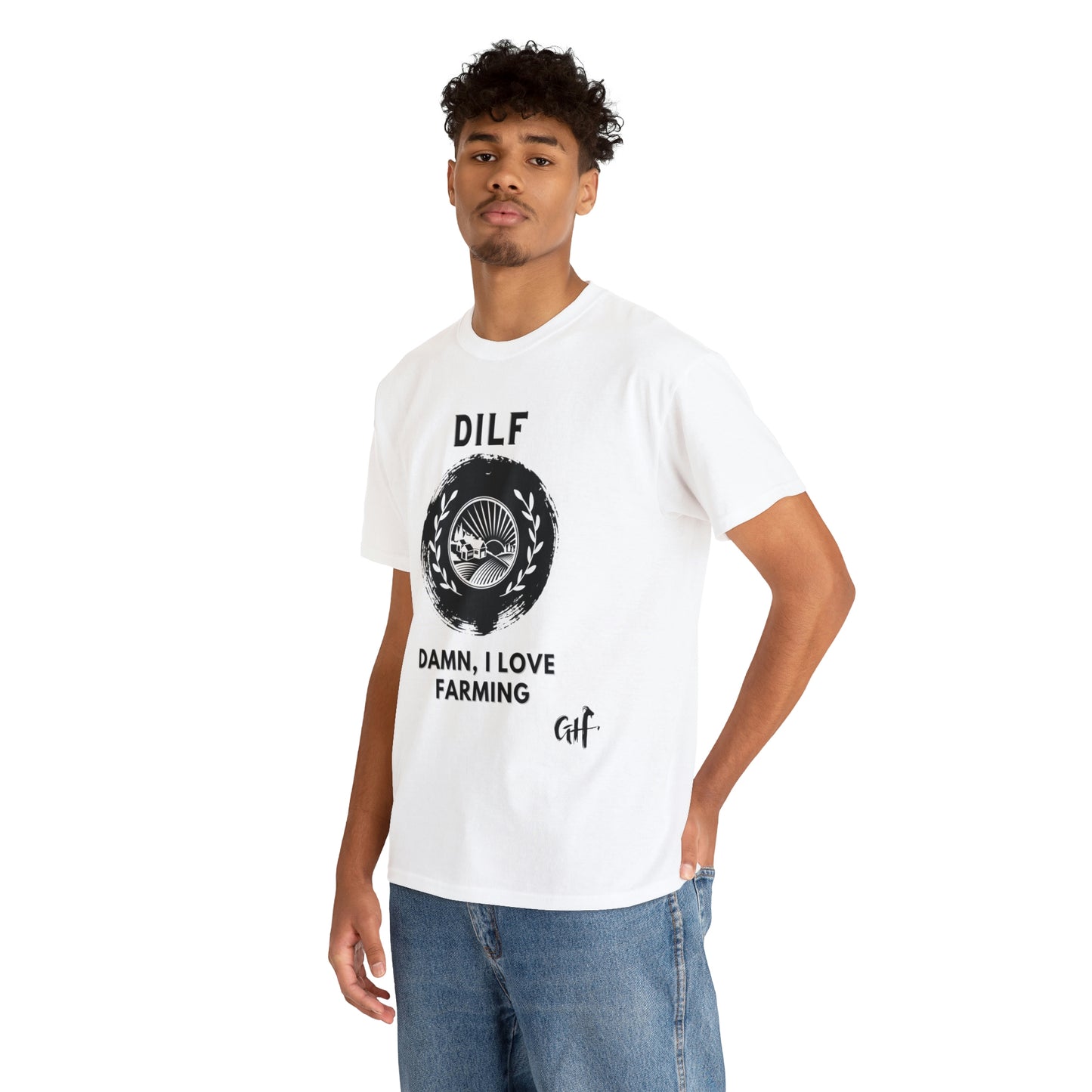 "DILF" One Sided Unisex Heavy Cotton Tee- Printed on Front