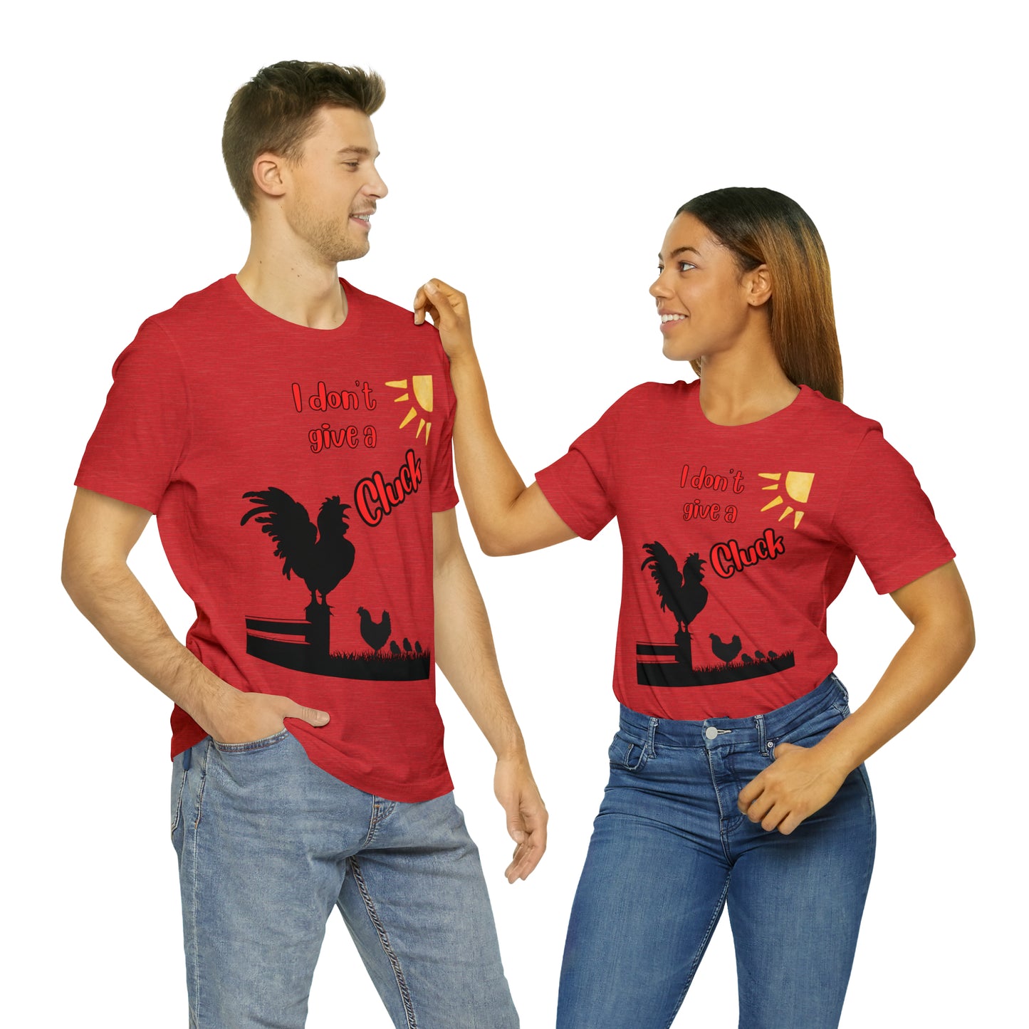 Funny Farming One Sided Unisex Jersey Short Sleeve Tee "I don't give a Cluck" Chicken (Printed on Front)