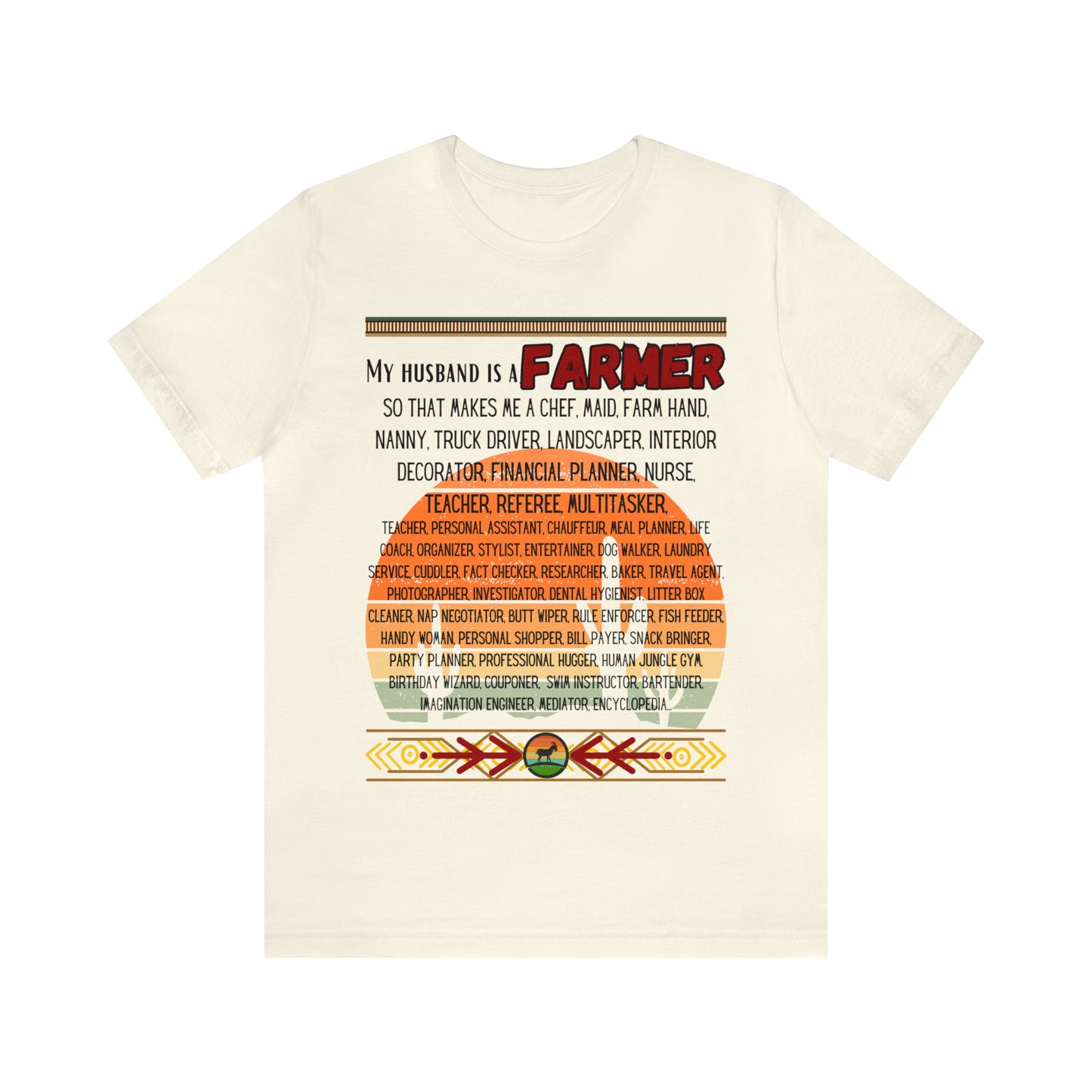 Farmer's Wife (Black Lettering) One Sided Unisex Jersey Short Sleeve Tee (Printed on Front)