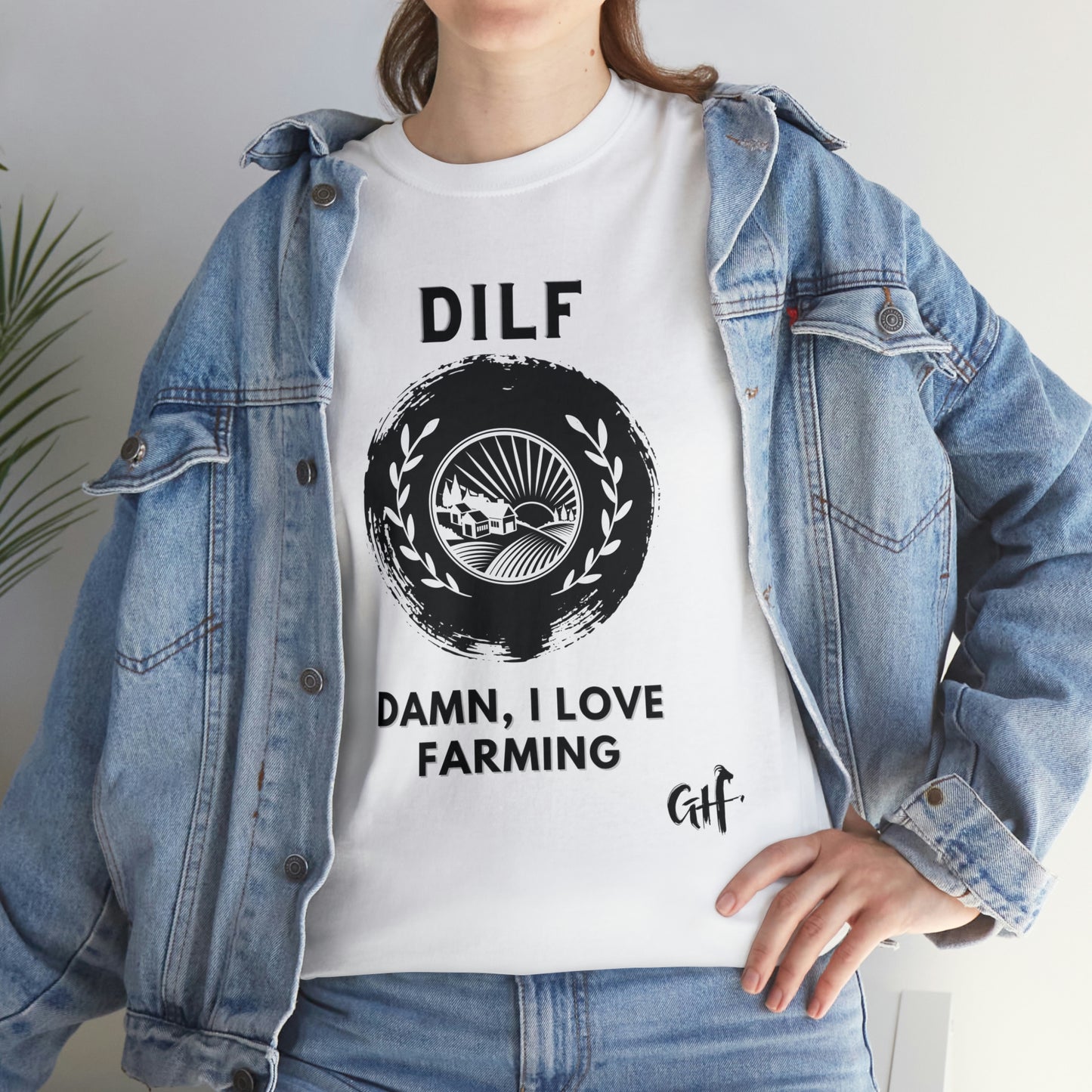 "DILF" One Sided Unisex Heavy Cotton Tee- Printed on Front