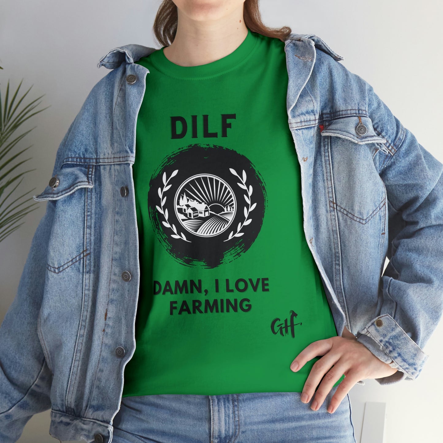 "DILF" One Sided Unisex Heavy Cotton Tee- Printed on Front