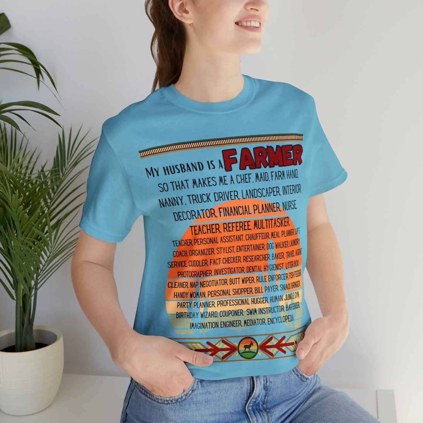 Farmer's Wife (Black Lettering) One Sided Unisex Jersey Short Sleeve Tee (Printed on Front)