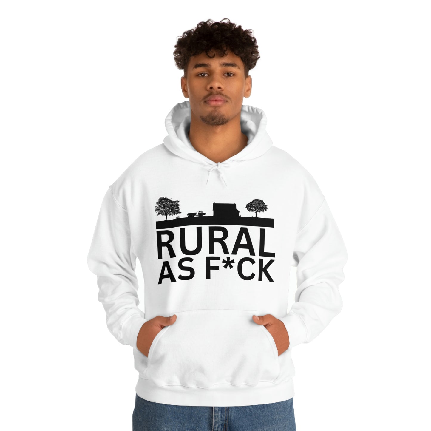 Funny Farming Hoodie Unisex Heavy Blend™ Hooded Sweatshirt Rural AF (Printed on Front)