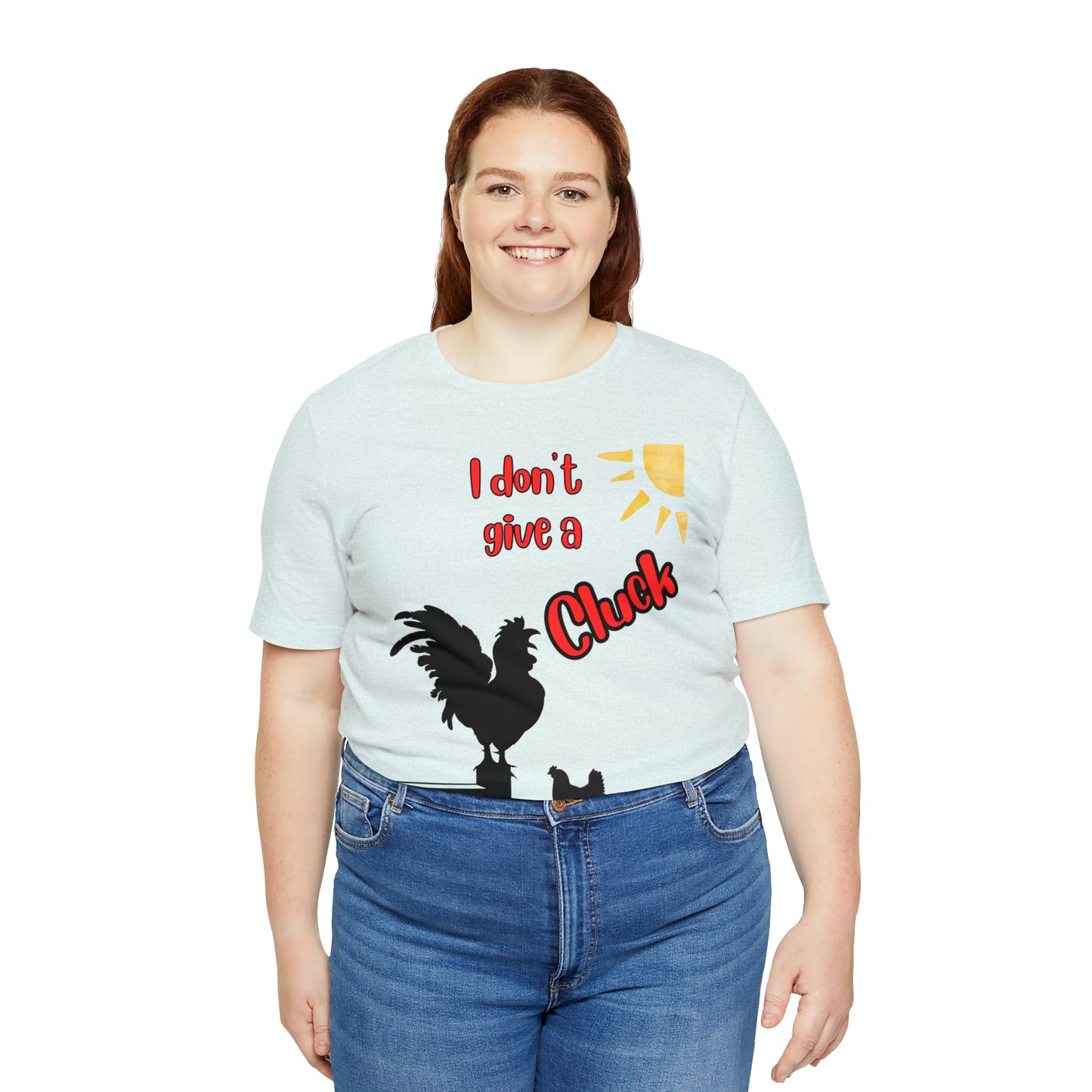 Funny Farming One Sided Unisex Jersey Short Sleeve Tee "I don't give a Cluck" Chicken (Printed on Front)