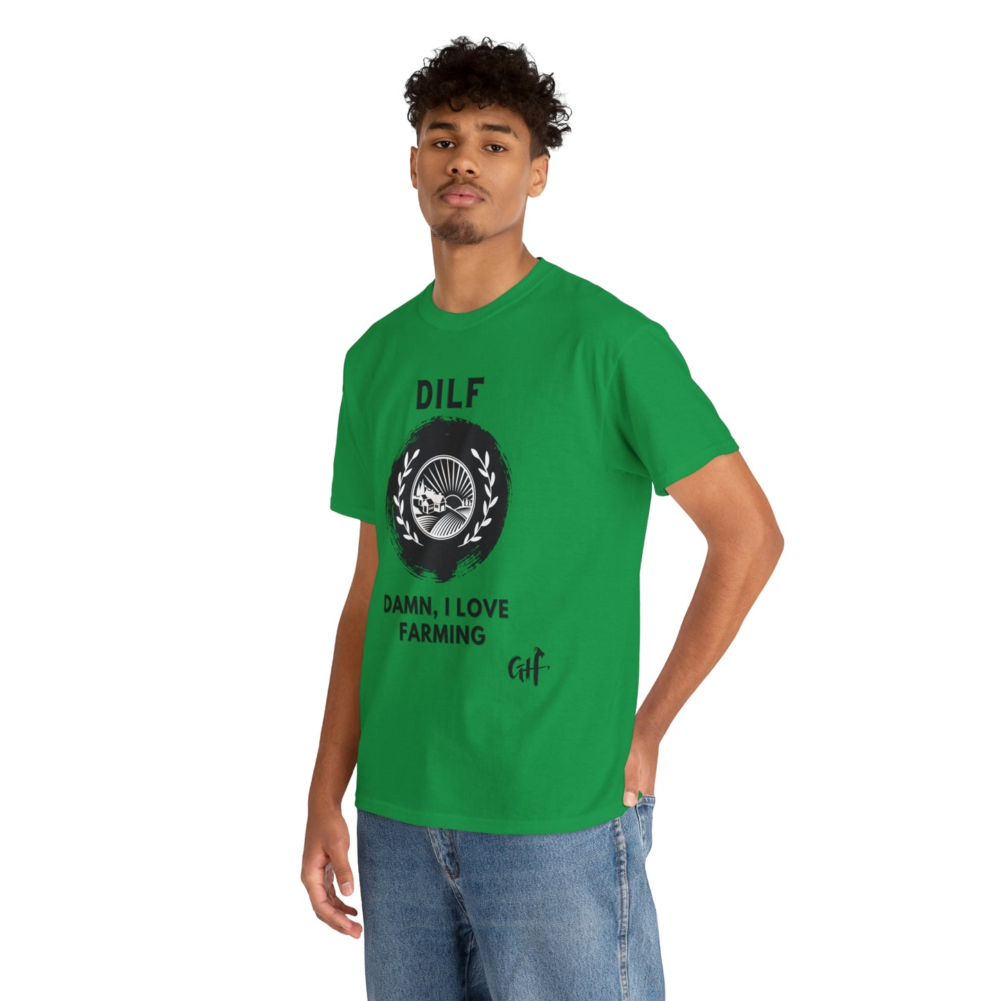 "DILF" One Sided Unisex Heavy Cotton Tee- Printed on Front