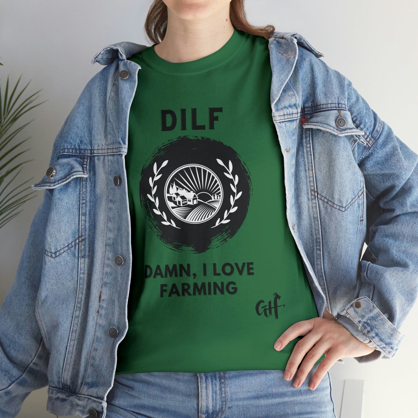 "DILF" One Sided Unisex Heavy Cotton Tee- Printed on Front