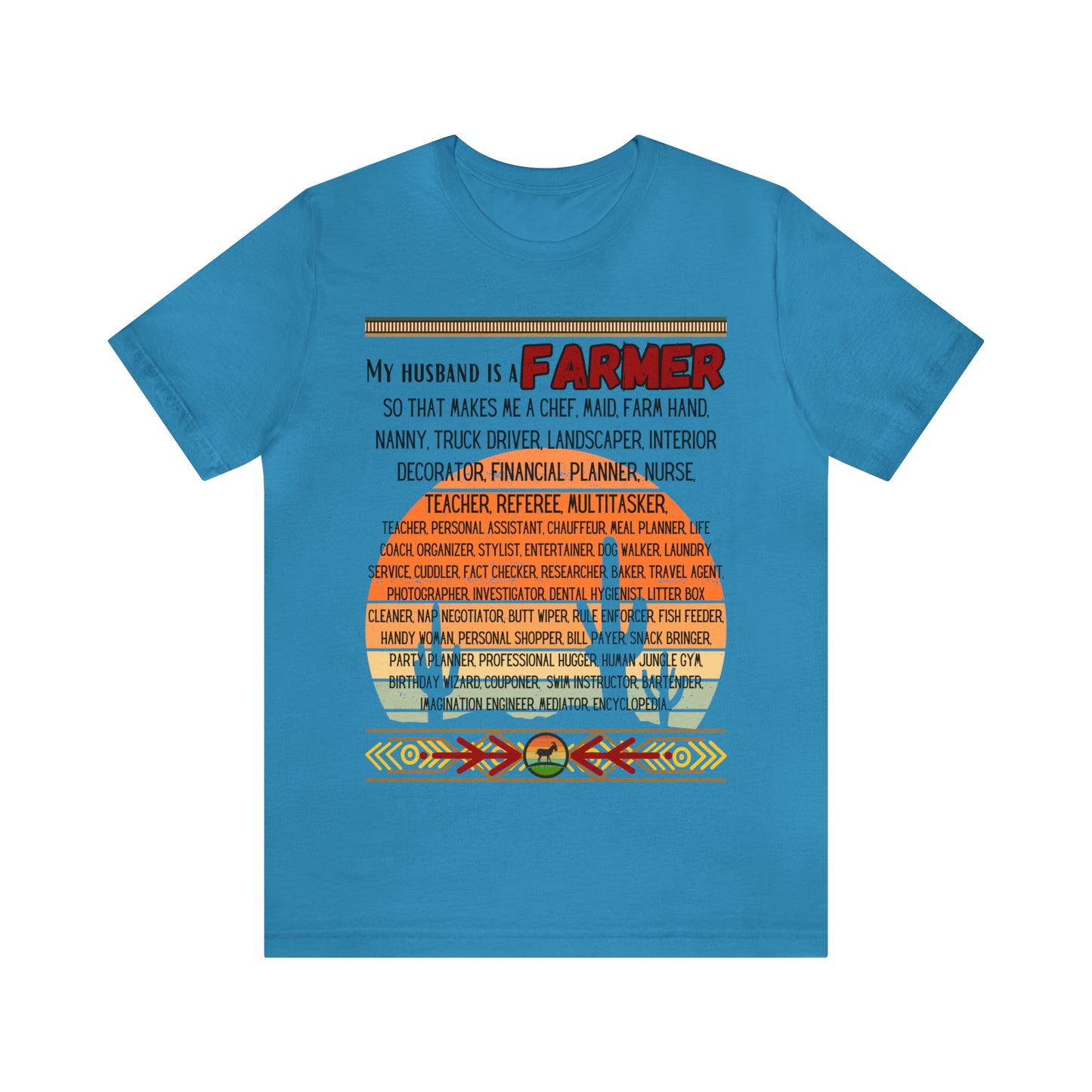 Farmer's Wife (Black Lettering) One Sided Unisex Jersey Short Sleeve Tee (Printed on Front)