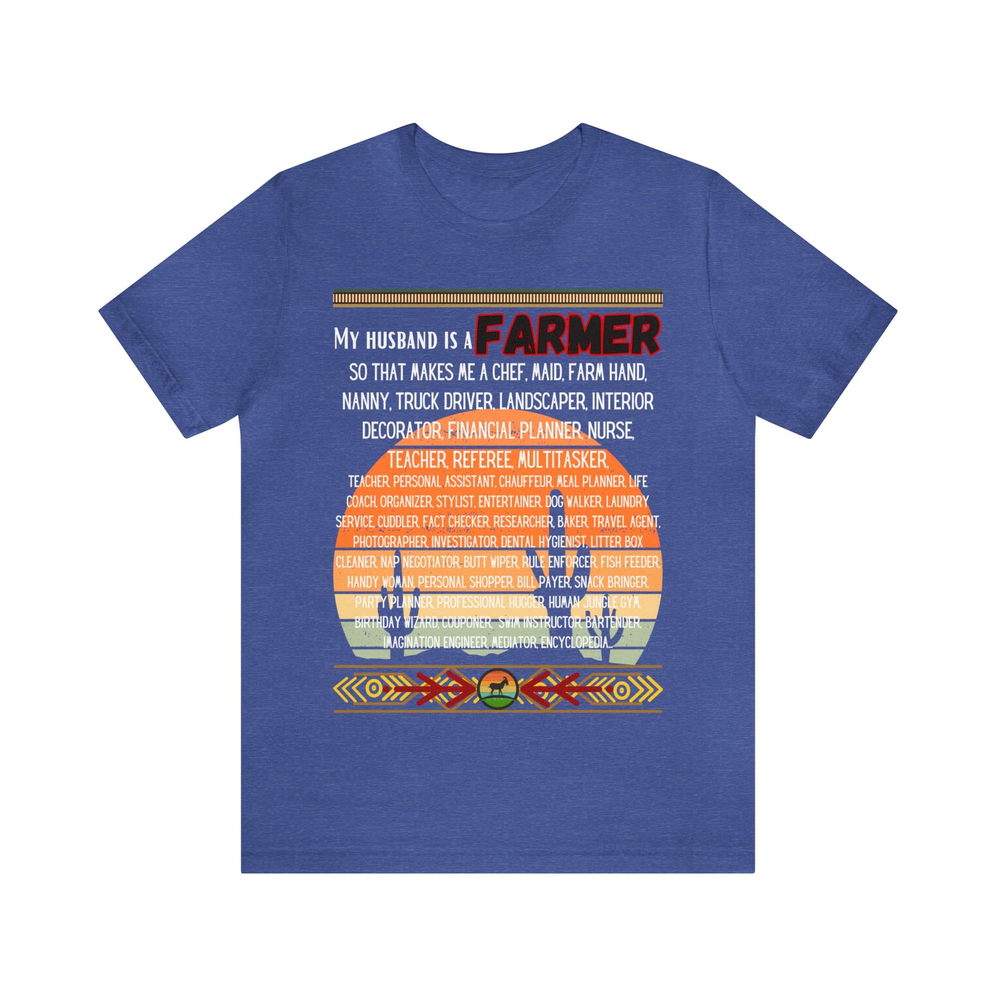 Farmer's Wife (Black Lettering) One Sided Unisex Jersey Short Sleeve Tee (Printed on Front)